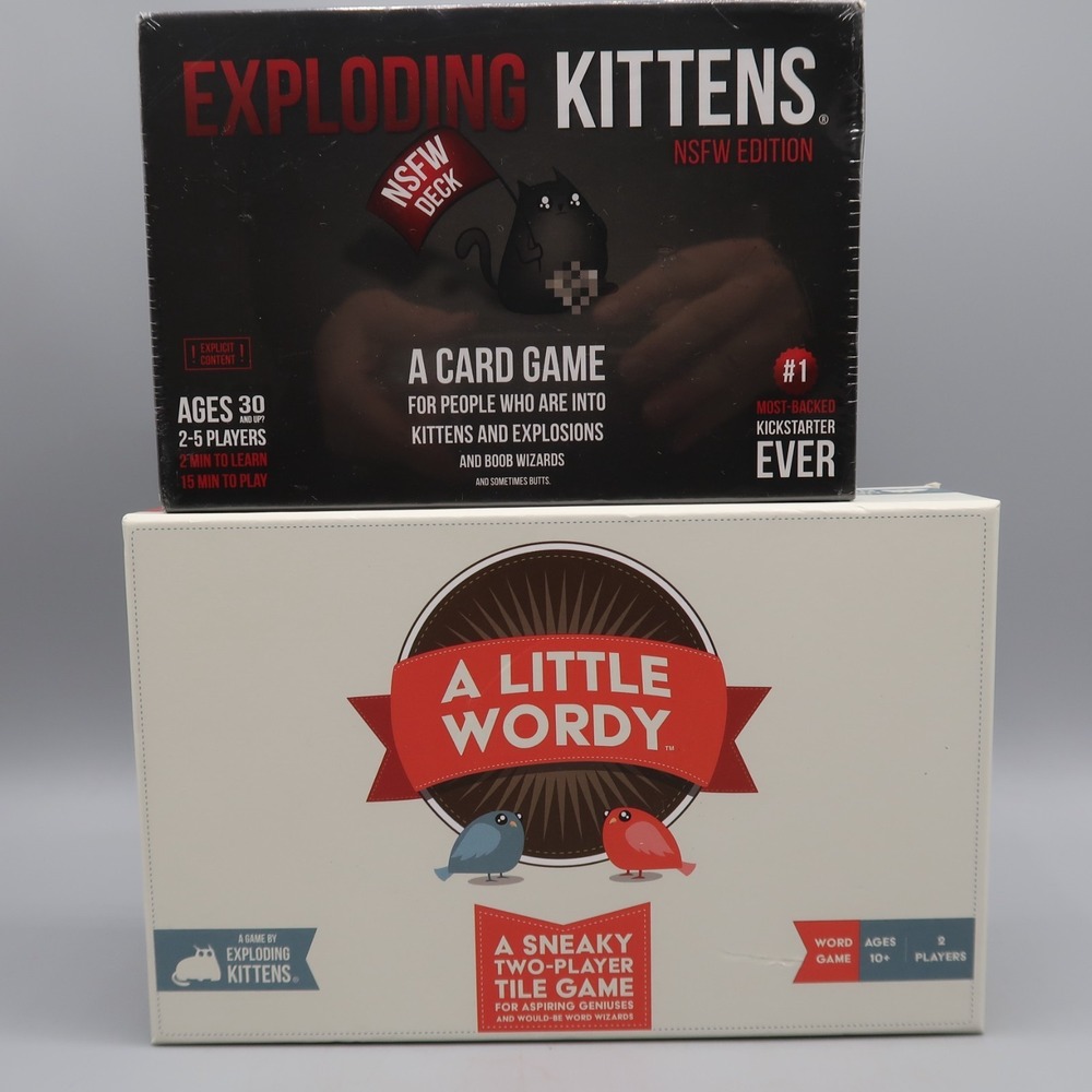 A Little Wordy Game &‎ Exploding Kittens Card Game Lot Ages 10+ Lot of 2